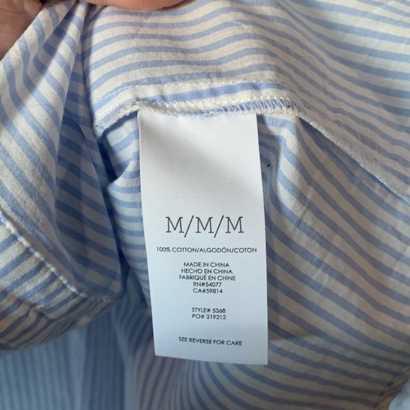 Blue and white striped button down top - Picture 7 of 7